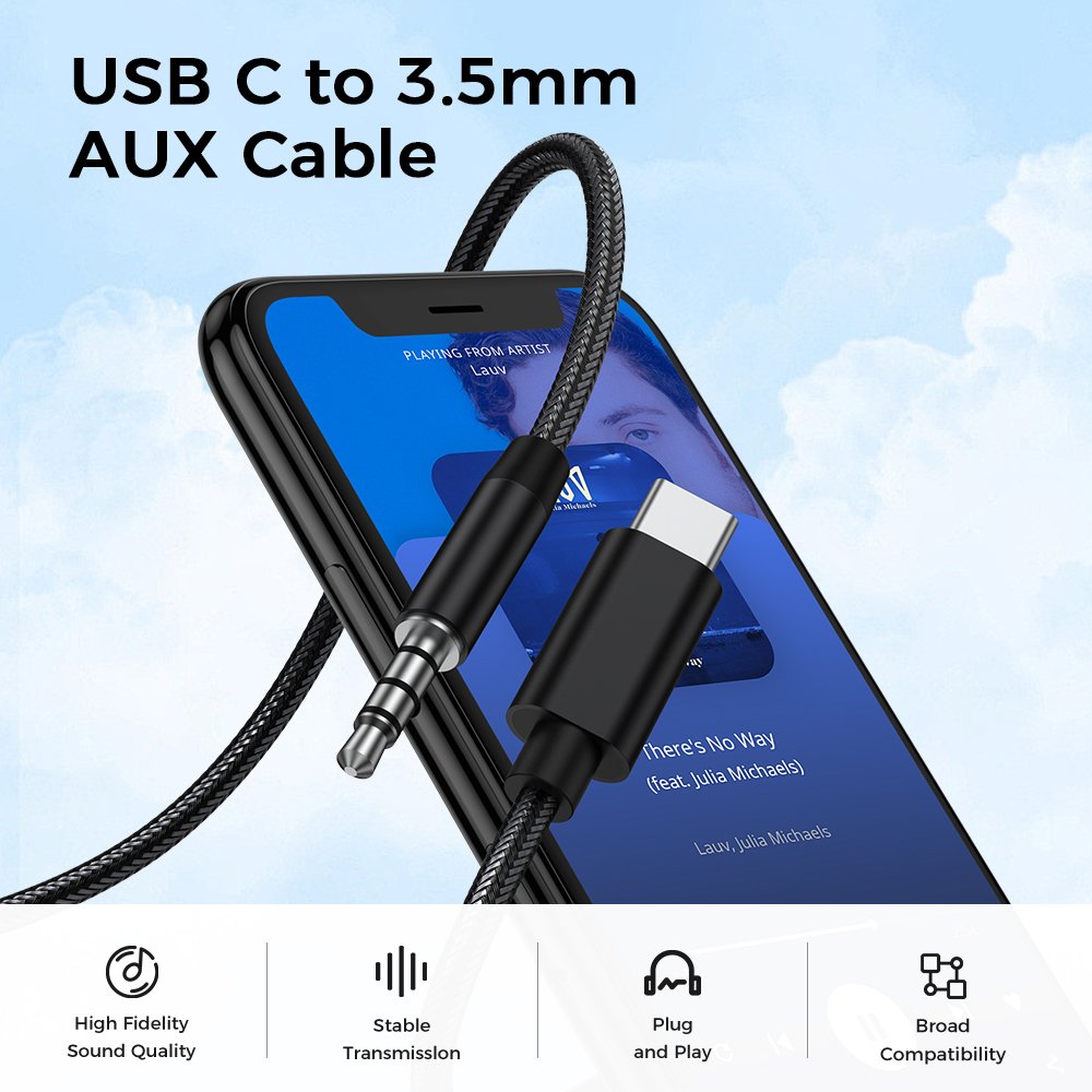 UNIEAN Wholesale 3.5MM Audio Aux to Type-C Cables USB a Male 3.5MM Audio Female Microphone Cables for Iphone to Android