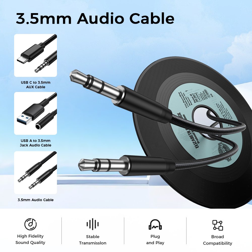 UNIEAN Wholesale 3.5MM Audio Aux to Type-C Cables USB a Male 3.5MM Audio Female Microphone Cables for Iphone to Android