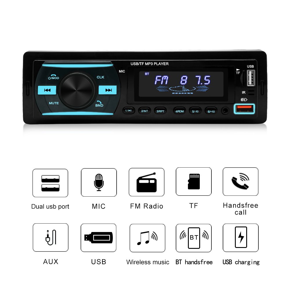 12v 1Din 7 Color RGB BT Car Radio Stereo ISO Wireless FM Transmitter 2USB Fast Changing AUX Car Audio Autoradio Mp3 Player