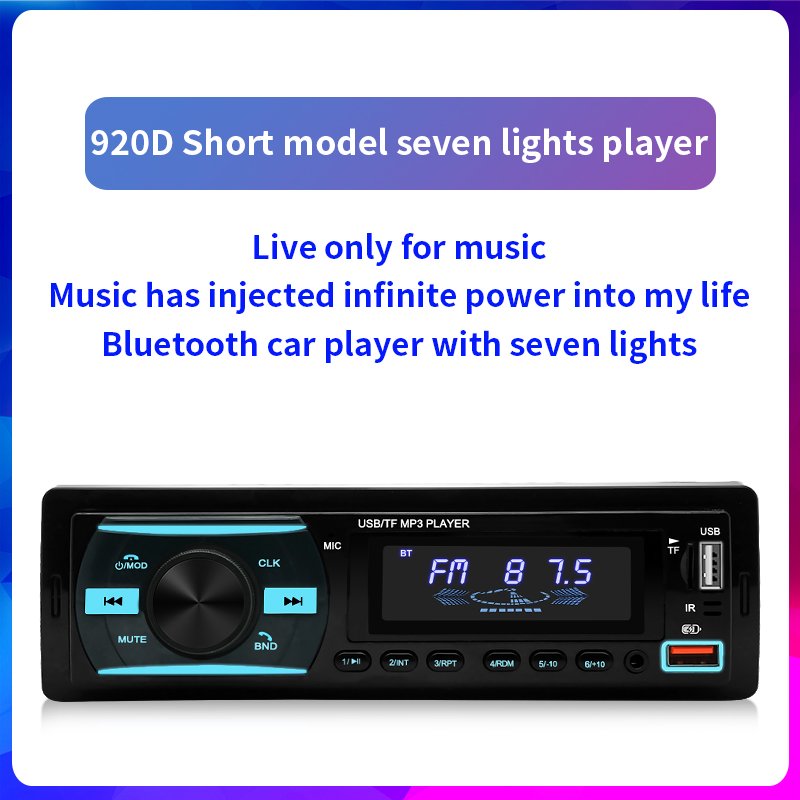 12v 1Din 7 Color RGB BT Car Radio Stereo ISO Wireless FM Transmitter 2USB Fast Changing AUX Car Audio Autoradio Mp3 Player