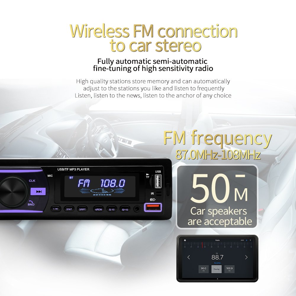 12v 1Din 7 Color RGB BT Car Radio Stereo ISO Wireless FM Transmitter 2USB Fast Changing AUX Car Audio Autoradio Mp3 Player