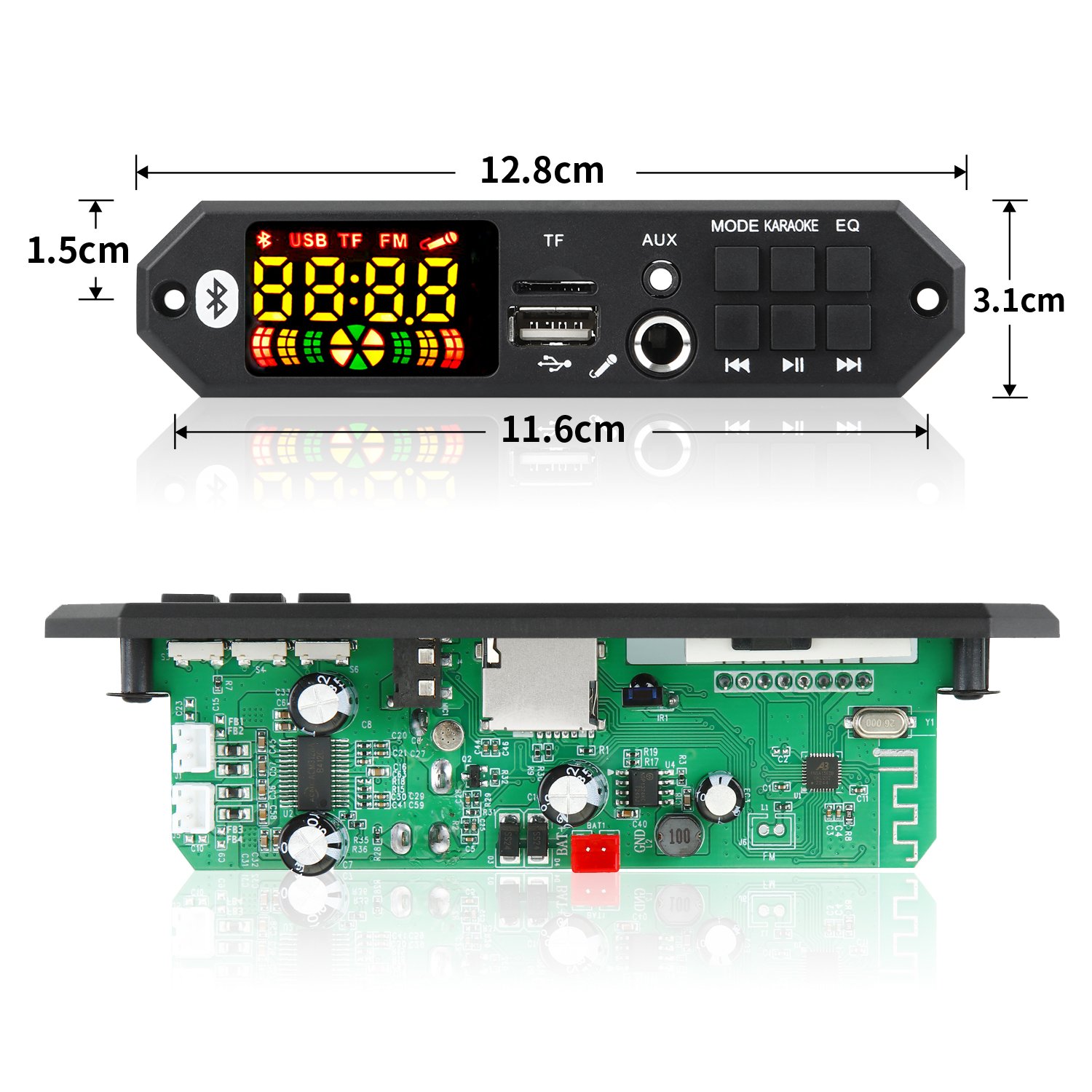 80W Amplifier Mini Card Bluetooth 5.0 Wireless Music Player MP3 WMA WAV Decoder Board USB Charging 5V-20V Car FM Radio AUX Call