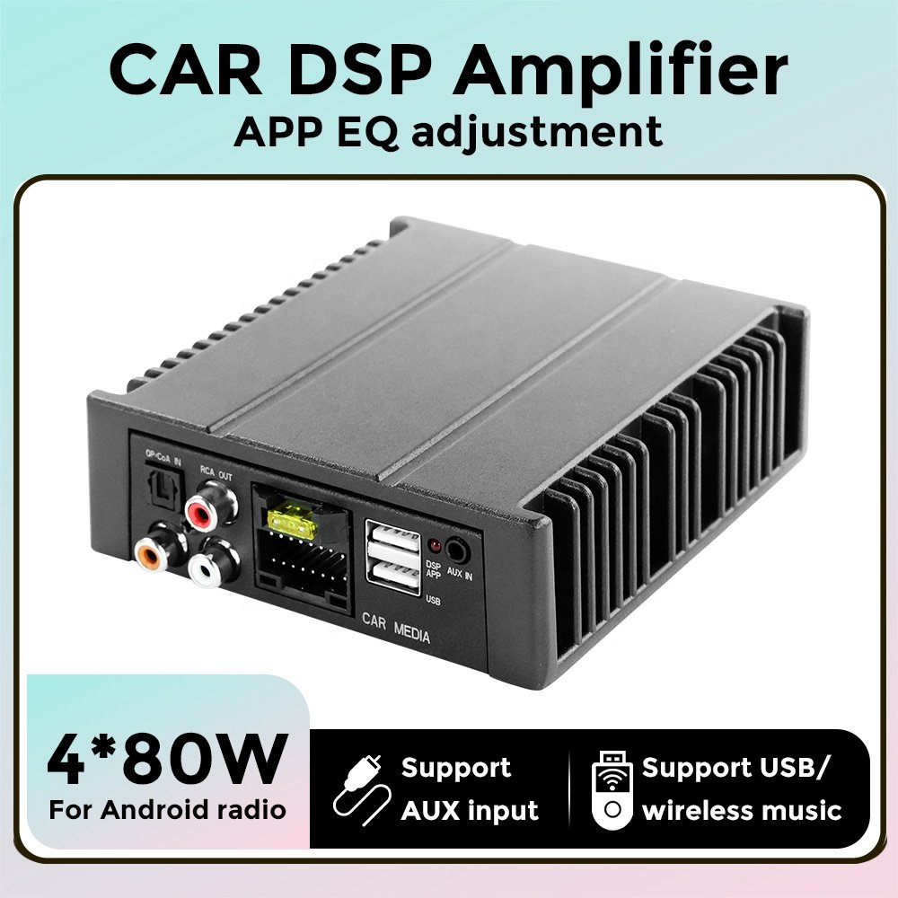 Mekede Car Stereo Audio 4x80W High Power Sound Upgrade HIFI Android DSP Amplifier for Android Radio Super Bass Subwoofer