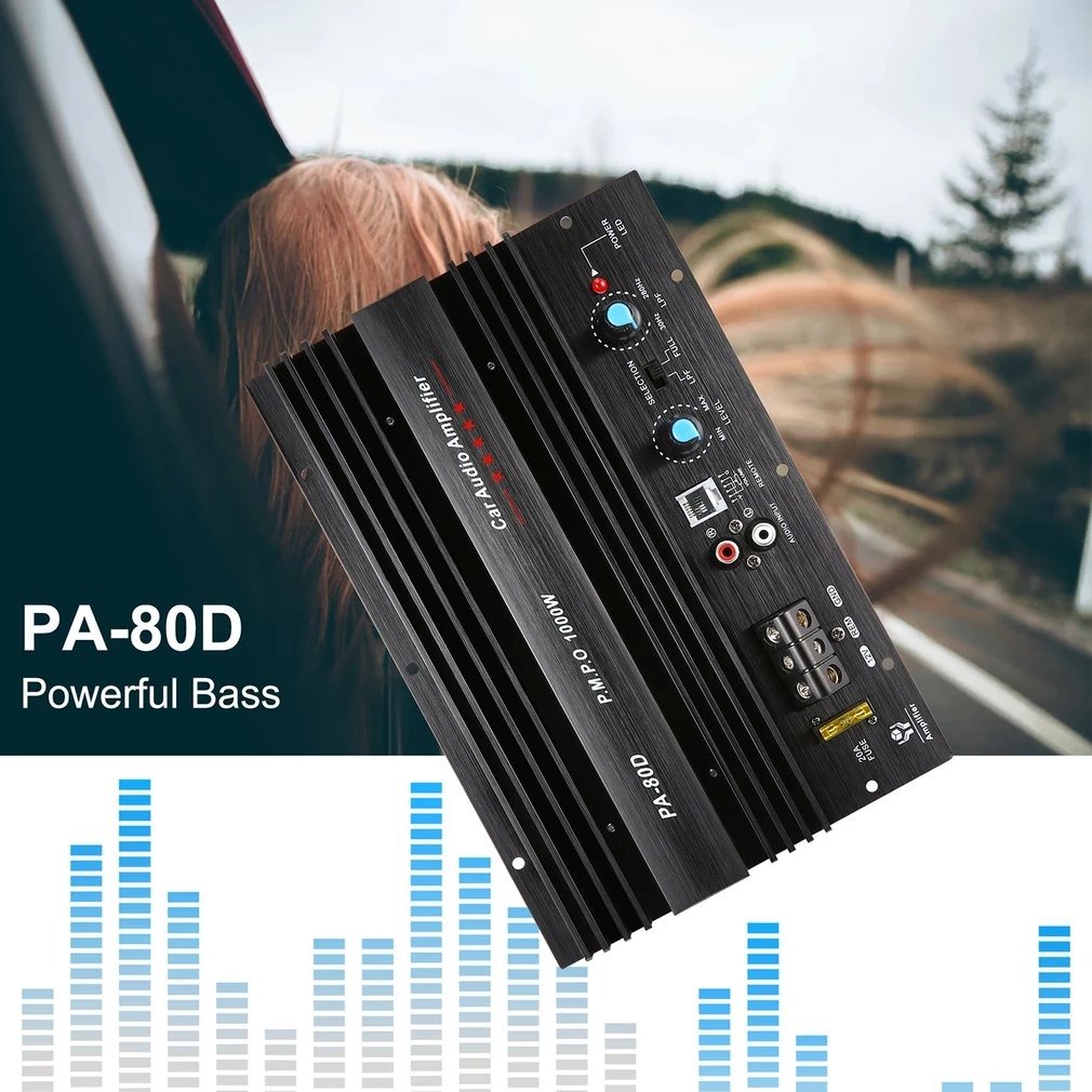 12V 1000W Speaker Subwoofer Bass Module High Power Car Audio Accessories Mono Channel Durable Amp For Car Modification PA-80D