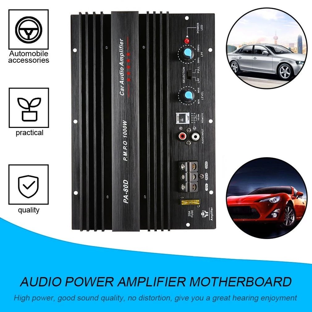 12V 1000W Speaker Subwoofer Bass Module High Power Car Audio Accessories Mono Channel Durable Amp For Car Modification PA-80D