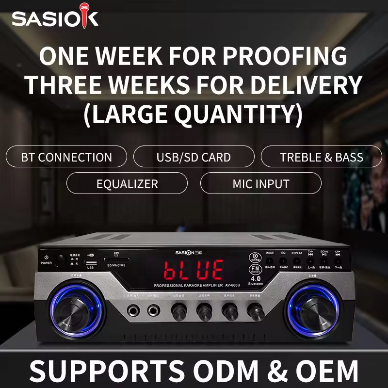 Mic. Mixing Optical Coaxial Input AV-666U Professional Multi-use Amplifier with BT/USB/SD/MMC/MS/AUX/EQ Functions.