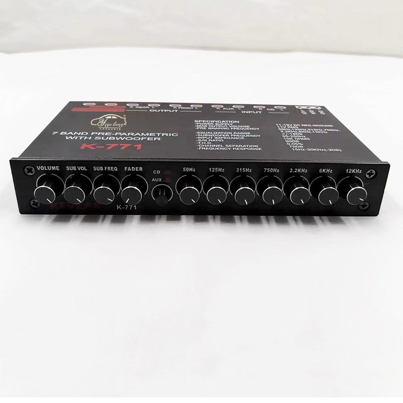 7 Band Car Audio Equalizer High Performance Front Rear and Subwoofer Output Stereo EQ CD/AUX Input Sound Equalizer