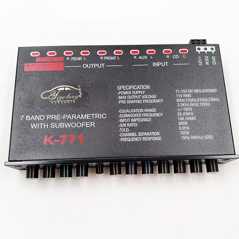 7 Band Car Audio Equalizer High Performance Front Rear and Subwoofer Output Stereo EQ CD/AUX Input Sound Equalizer