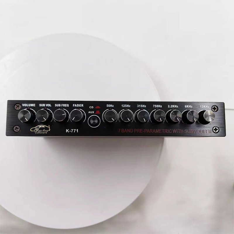 7 Band Car Audio Equalizer High Performance Front Rear and Subwoofer Output Stereo EQ CD/AUX Input Sound Equalizer