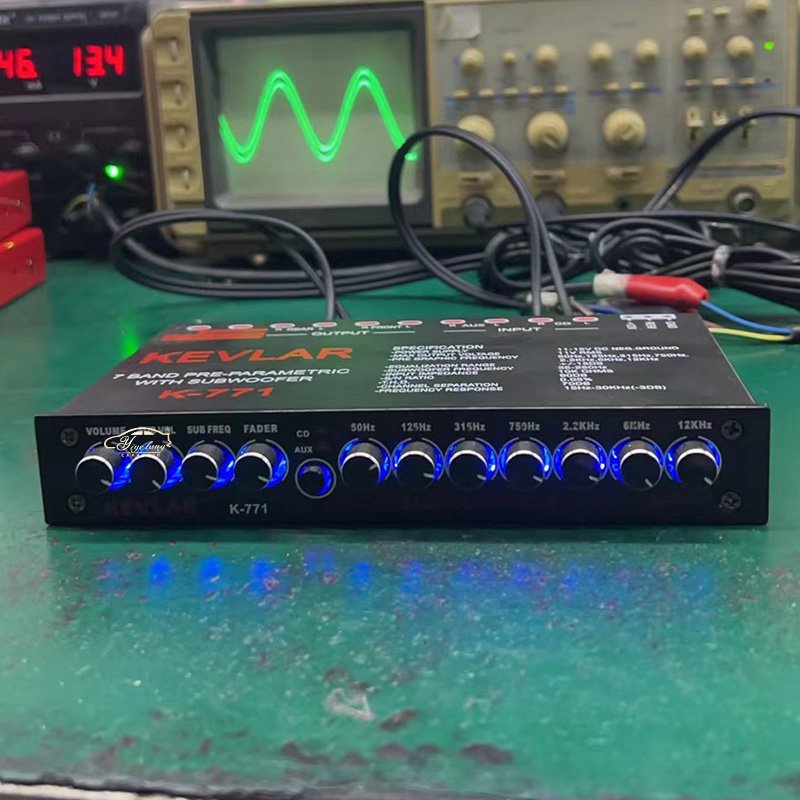 7 Band Car Audio Equalizer High Performance Front Rear and Subwoofer Output Stereo EQ CD/AUX Input Sound Equalizer