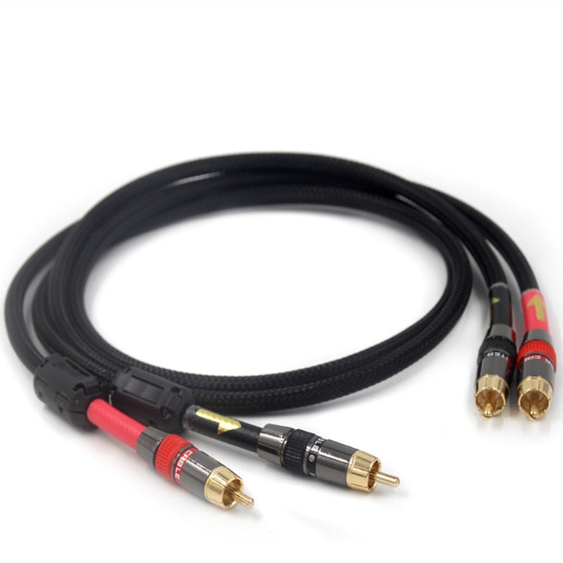 HIFI Fever Cable High Purity Copper Double RCA to RCA Lotus Car Audio Power Amplifier Subwoofer Signal Line
