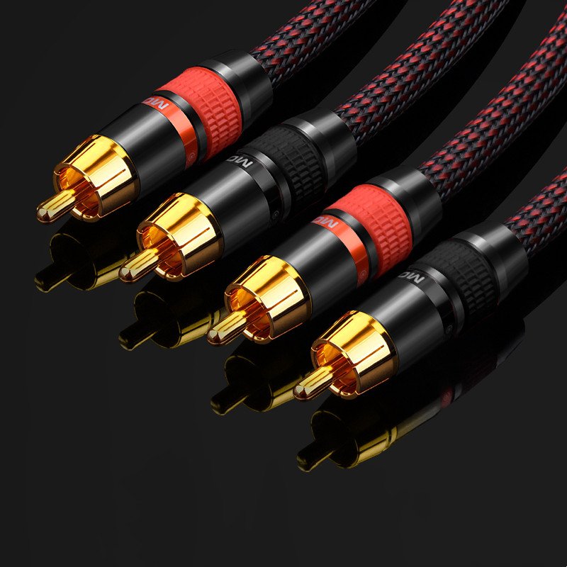 HIFI Fever Cable High Purity Copper Double RCA to RCA Lotus Car Audio Power Amplifier Subwoofer Signal Line