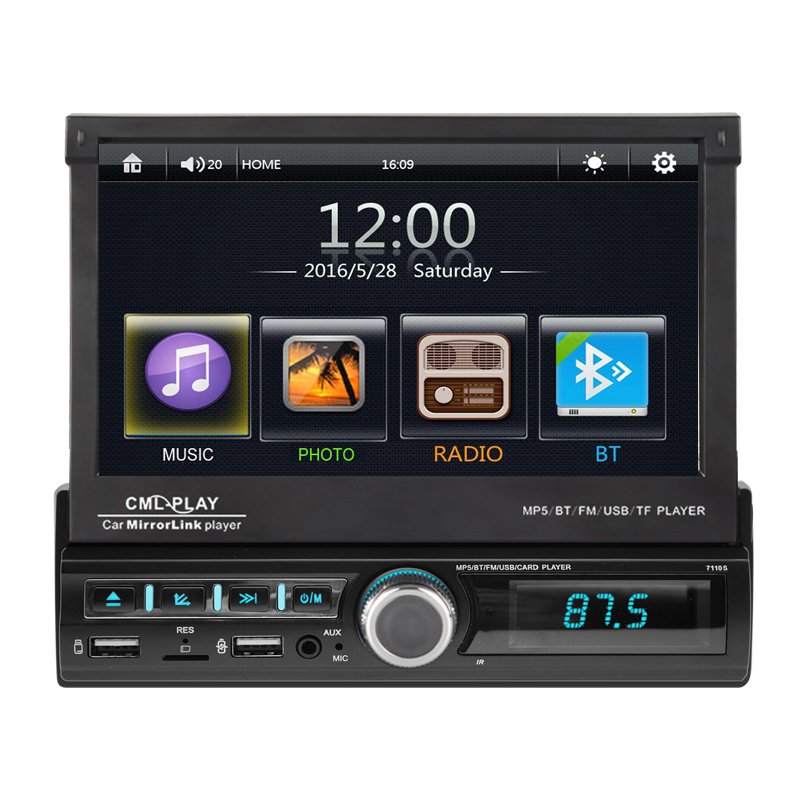 Universal 1+16 Android 1 Din Car Radio Autoradio 7" Retractable Touch Screen GPS Wifi BT FM RDS AUX Stereo Auto Radio