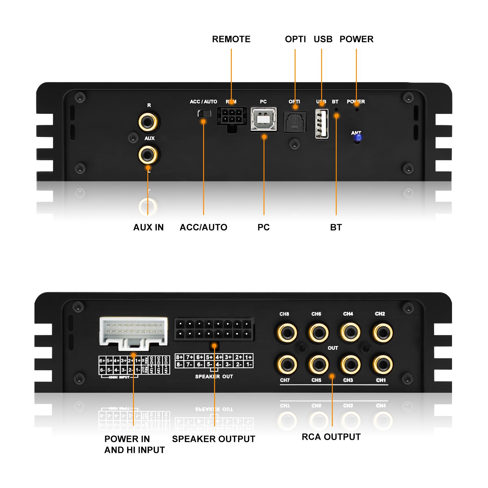 AudioWinner E68.8A Professional 8 Channel Mini Digital Sound Car Dsp Audio Power Amplifier for Car