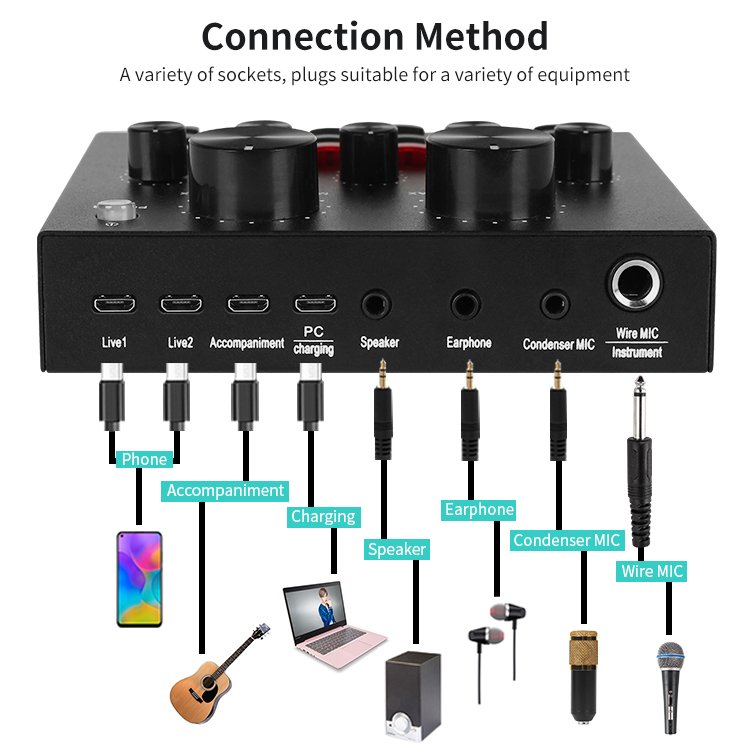 BM800 Condenser Microphone Kit with V8 Sound Card Set for Live Streaming Mic