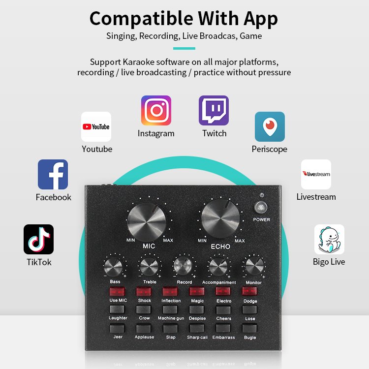 BM800 Condenser Microphone Kit with V8 Sound Card Set for Live Streaming Mic