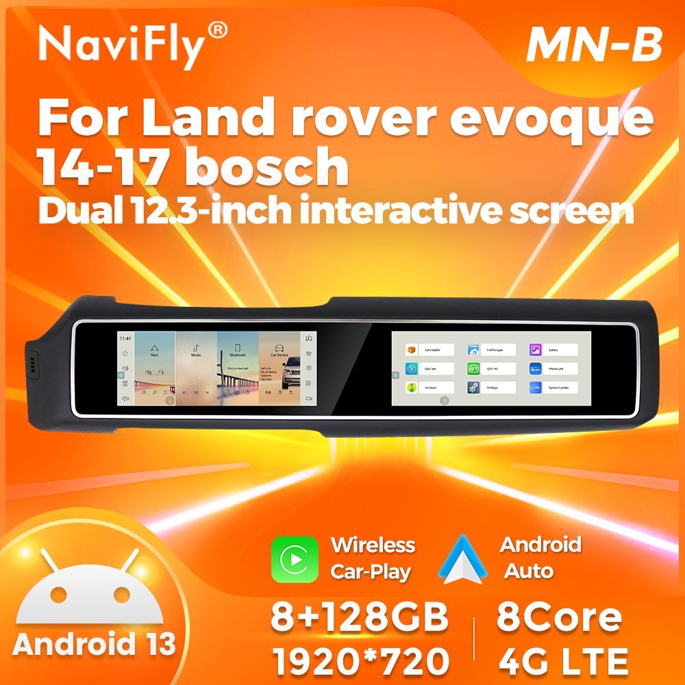Navifly MN-B Newest Android 1920*720 IPS Screen Dual Interactive Screens for Land Rover Evoque 2014-2017 with WIFI BT