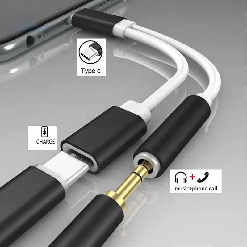 Manufacturer Wholesale 2 in 1 Charge Music Same Time 3.5 to USB-C Aux Audio Adapter Cable Mobile Phone & Accessories