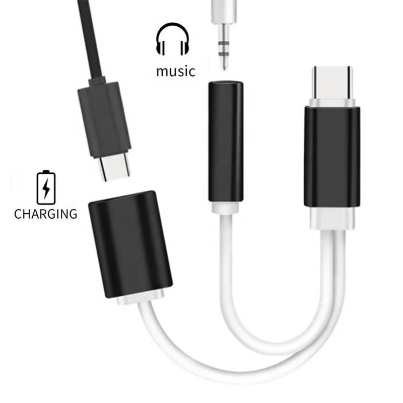 Manufacturer Wholesale 2 in 1 Charge Music Same Time 3.5 to USB-C Aux Audio Adapter Cable Mobile Phone & Accessories