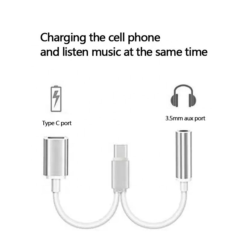 Manufacturer Wholesale 2 in 1 Charge Music Same Time 3.5 to USB-C Aux Audio Adapter Cable Mobile Phone & Accessories