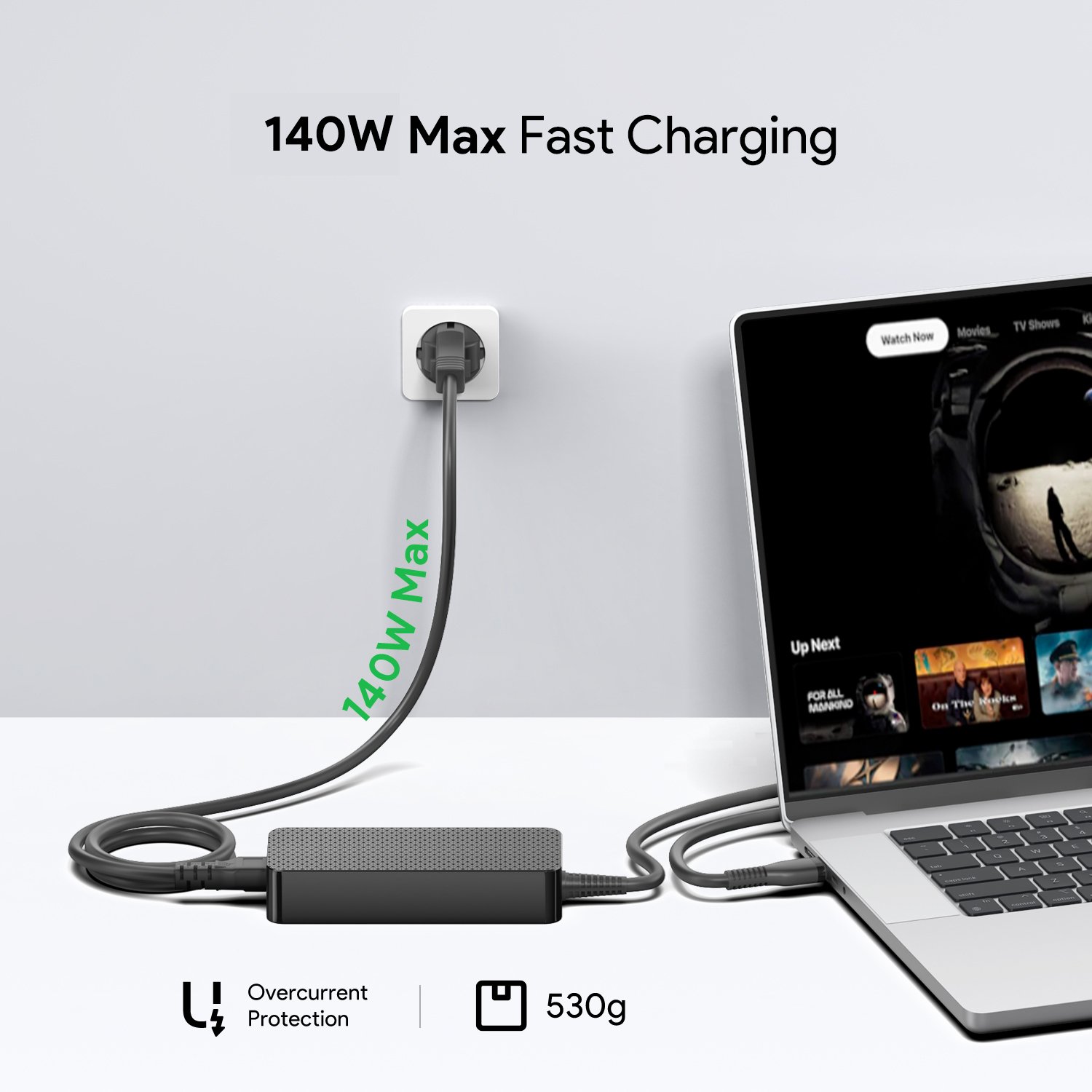 GaN 140W USB C Cypress PD3.1 power adapter AC DC power supply for gaming laptop, drones, network device, audio, power storage