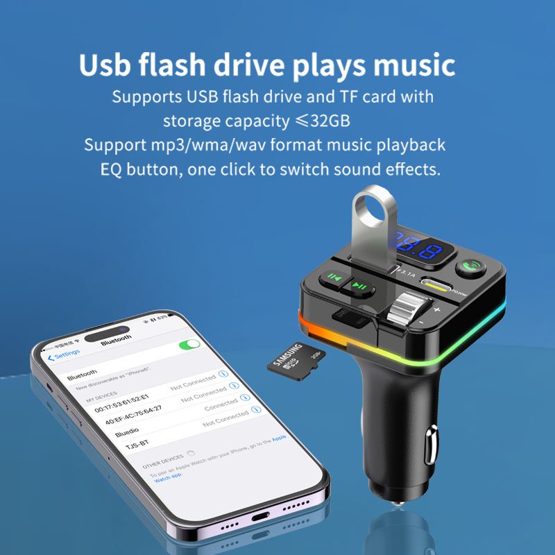 Q27 FM Transmitter Audio MP3 Player 3.1A Quick Charge Dual USB Car Charger BT Kit Receiver with LED Light