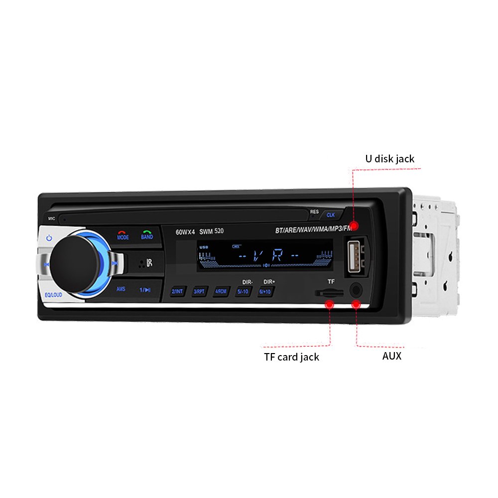 JSD-520 Car Mp3 Player 7388 4x60W Power Radio Audio 12V-24V Optional BT/USB/TF/AUX 1Din OEM/ODM