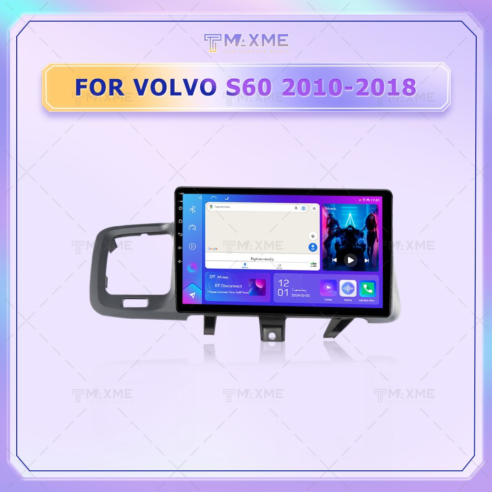 Maisimei 9 Inch Car Android Frame for Volvo S60 2010-2018 Right RHD Universal With Wire Car DVD Frame Matten Black