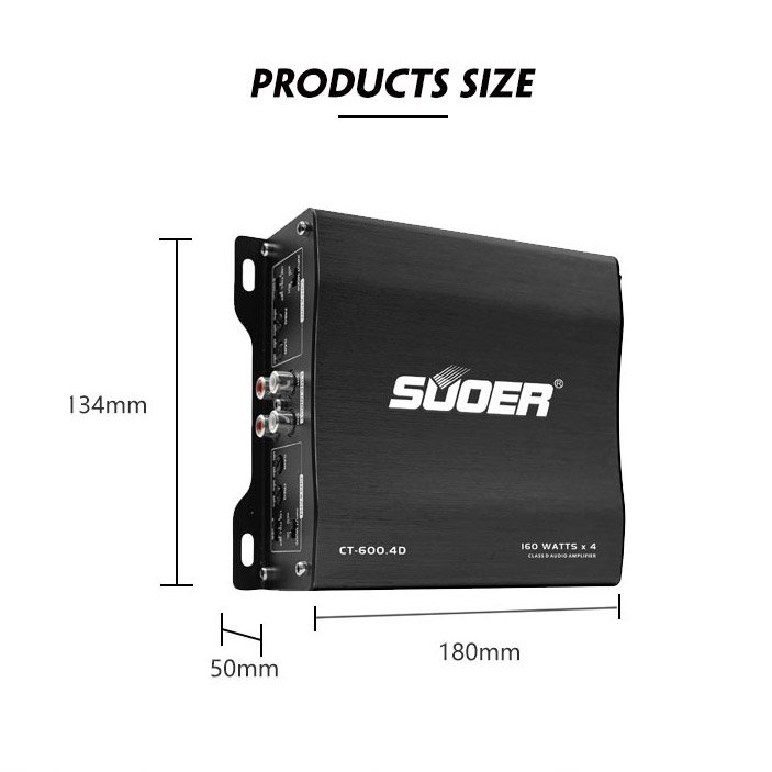 Suoer CT-600.4D-U Professional Big Power Amplificador De Coche Full Range Car Amplifier