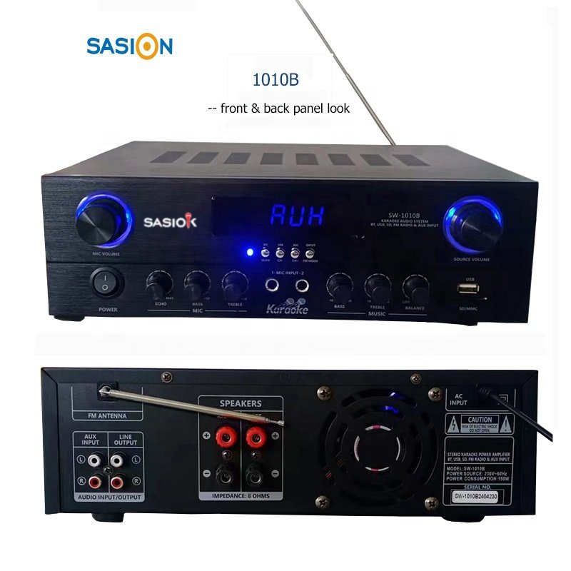 1010B Stereo Audio System Karaoke Set Mix of One Amplifier and Two Speakers Each Speaker with 10" Sub-woofer