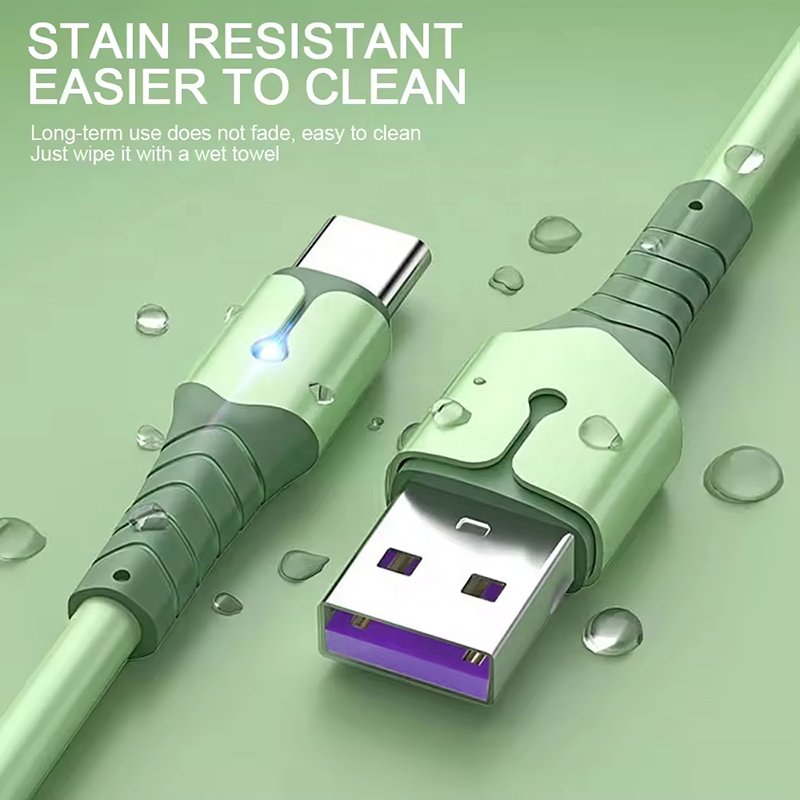 Trend Products Soft Silica Gel Durable USB Phone Cable With LED Lamp 3A Sync Data Cable Fast Charging For Mobile Phone Chargers