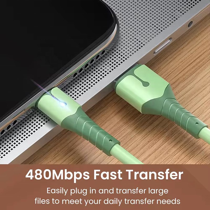 Trend Products Soft Silica Gel Durable USB Phone Cable With LED Lamp 3A Sync Data Cable Fast Charging For Mobile Phone Chargers