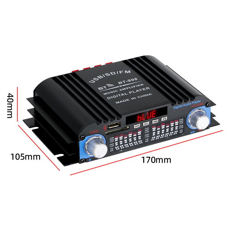 Factory Wholesale BT-998 4-Channel Hi-Fi Stereo Mini Power Amplifier for Home and Car Audio Home Player