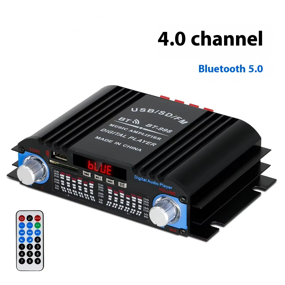 Factory Wholesale BT-998 4-Channel Hi-Fi Stereo Mini Power Amplifier for Home and Car Audio Home Player