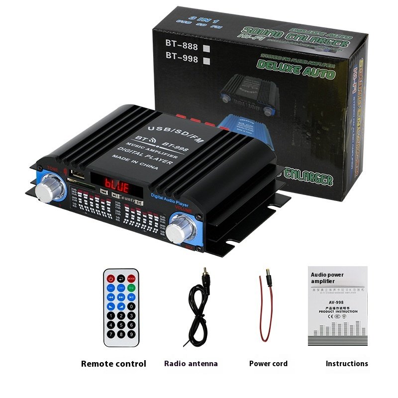 Factory Wholesale BT-998 4-Channel Hi-Fi Stereo Mini Power Amplifier for Home and Car Audio Home Player
