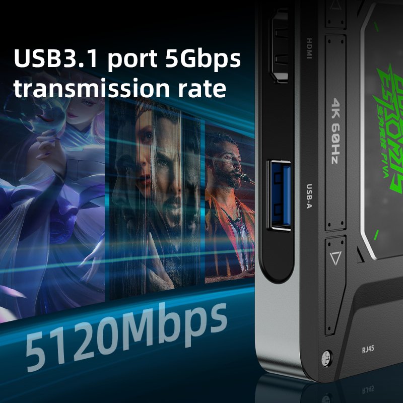 Exquisite Production DS7PRO Esports Docking Station 100W Fast Charge audio Adaptor