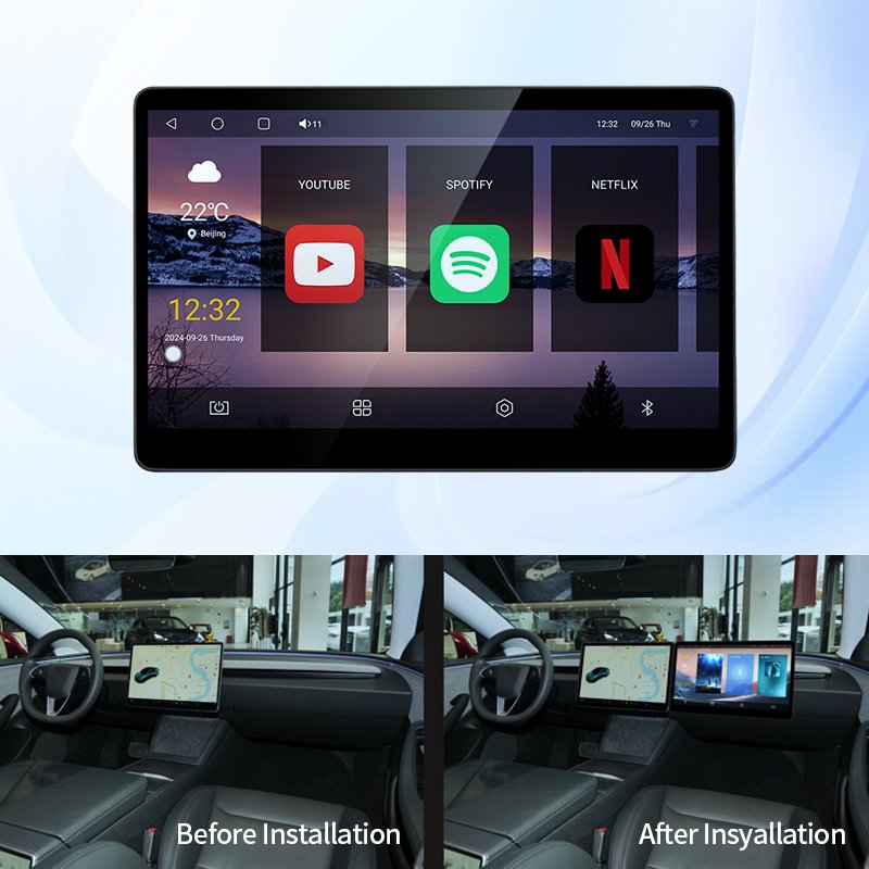 15.6 Inch Co-Driver Entertainment Screen Android Car Radio DVD Player Bluetooth GPS Car Stereo Dashboard CarPlay Amplifier