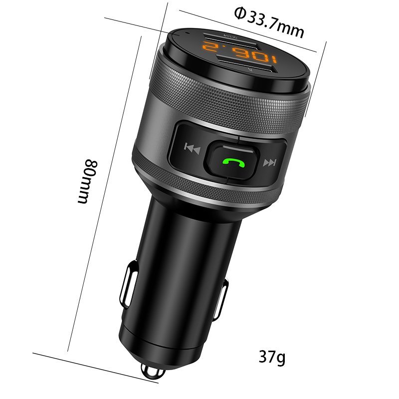C57 QC 3.0 Fast Car Charger Noise Cancelling Hands-Free Call Wireless Car Adapter Bluetooth Frequency Modulation Transmitter FM