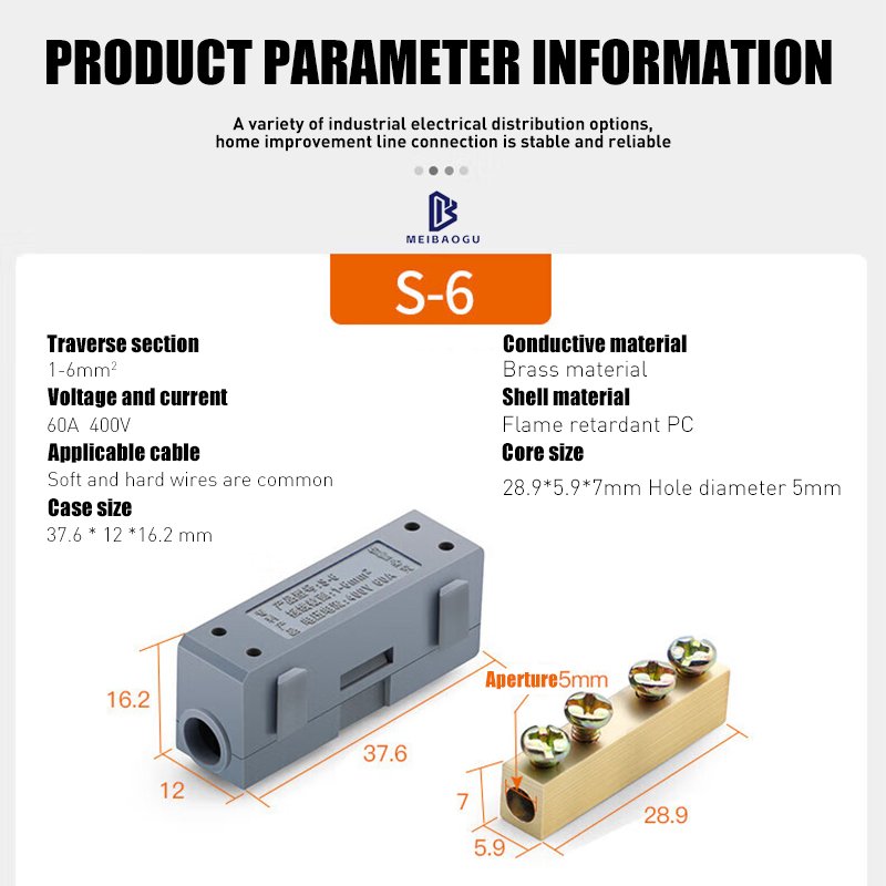 High power splicing quick terminal 60 80 120A brass terminal double screws Secure the connection