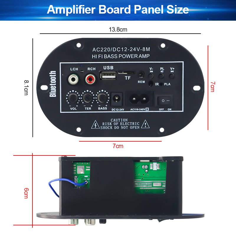 VIRE 6-10 Inch Digital Class D Amplifier Module Car Mounted Subwoofer Bluetooth Audio Power Amplifier Board