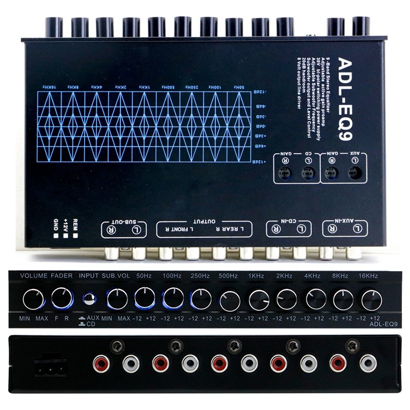 LDZS New Product 9-Band Graphic Equalizer -EQ9 Full Series Car Amplifier Equalizer Adjustable Filter