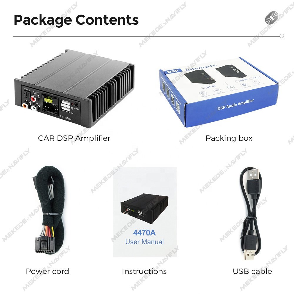 Navifly Plug and Play DSP Power Amplifier 4470A 4*80W Support USB RCA AUX Wireless BT MUSIC for 12V Cars