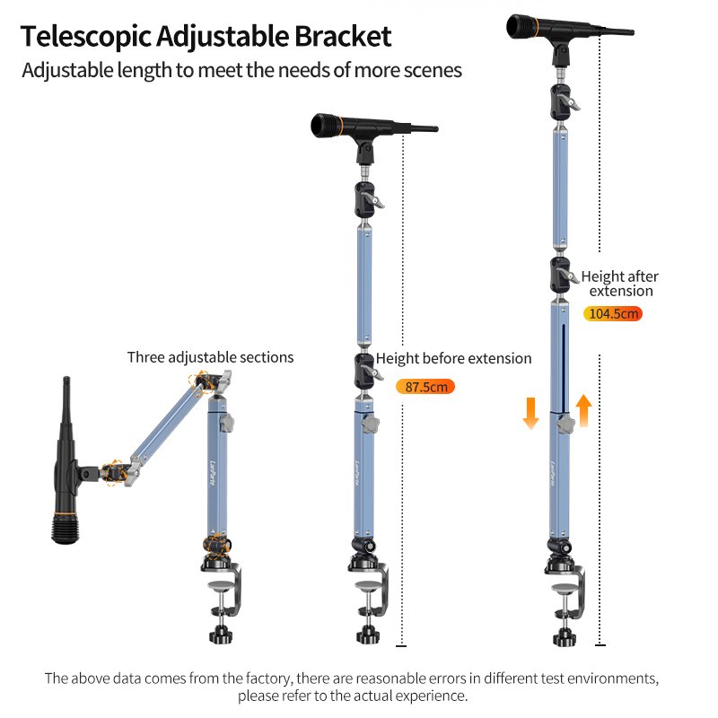 LanParte Studio Desktop Microphone Stand Professional High Quality Metal Desktop Adjustable Heavy Duty Microphone Desk Arm Stand