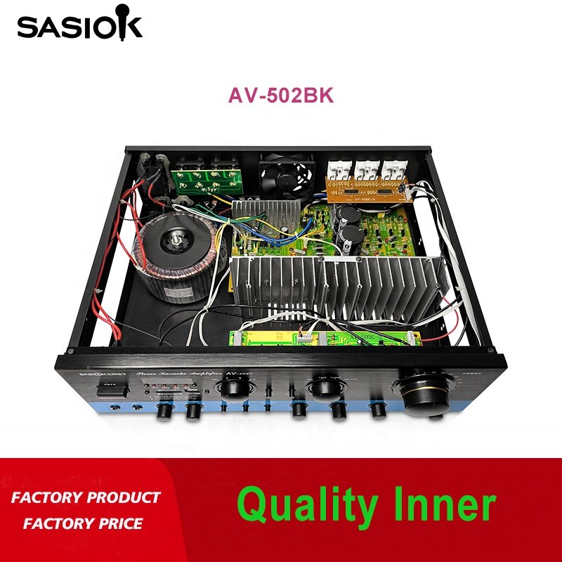 AV-502BK EQ/Surround Sound Mic Echo Digital Stereo Karaoke Amplifier Support BT/USB/SD/MMC/CD/VCD/TAPE/TUNER & LED Display.
