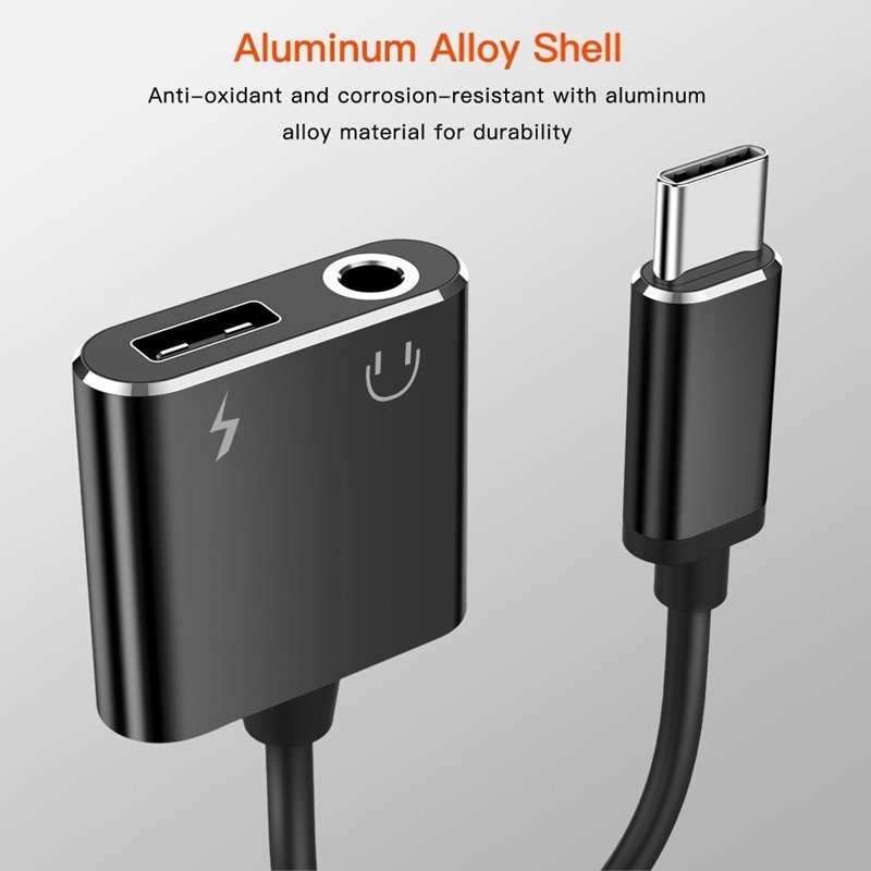 For Xiaomi Huawei Samsung AUX Jack Headset Converter Audio Splitter Charging Earphone Cable2 in 1 Type-C to 3.5mm Audio Adapter