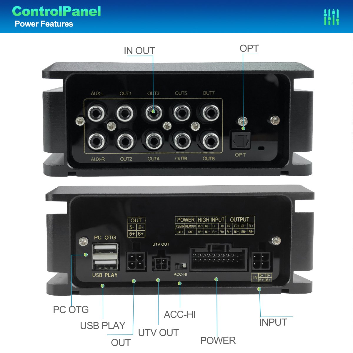 Zeming 6 Channels Car DSP Amplifier Class AB Car Audio Amplifier with Remote Controller