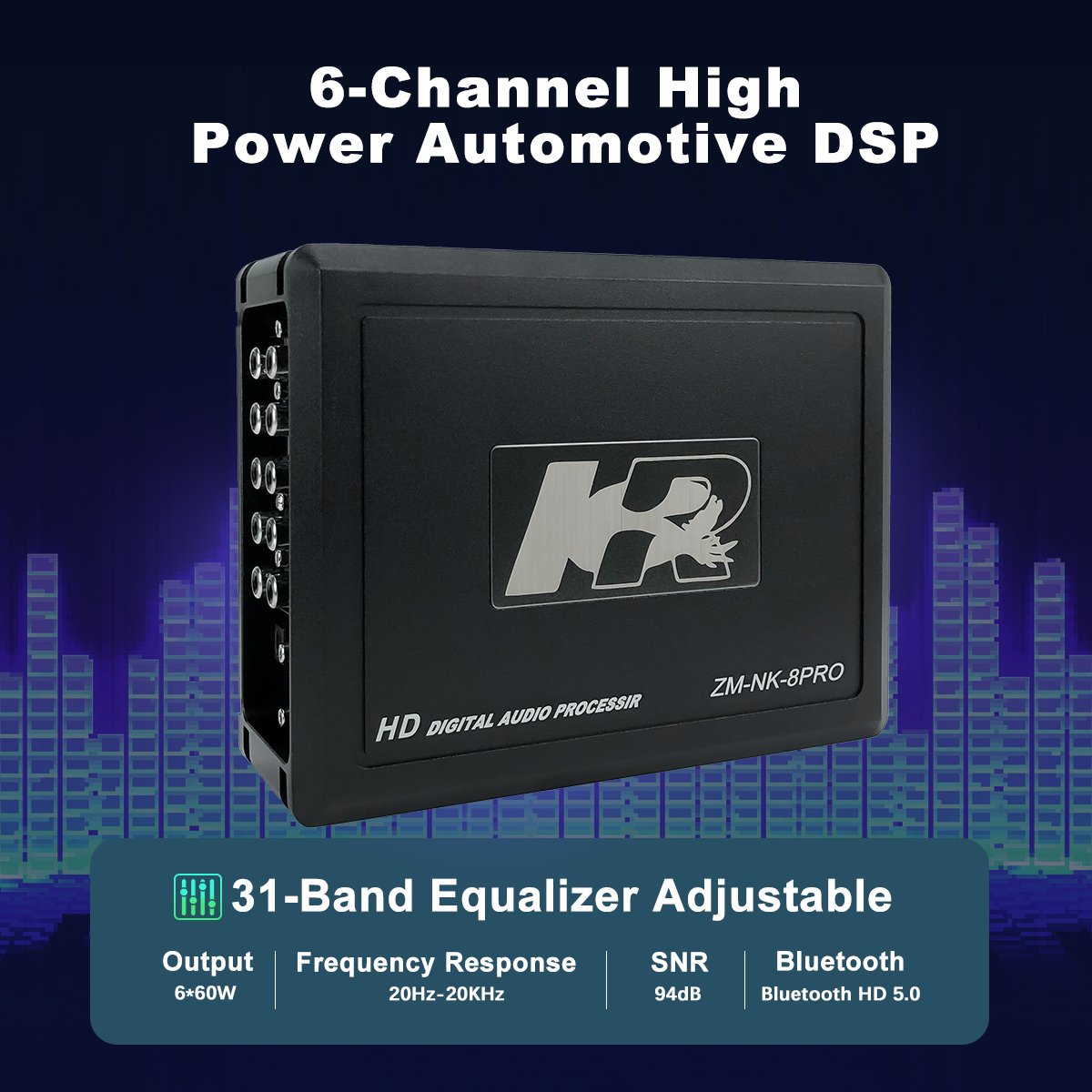 Zeming 6 Channels Car DSP Amplifier Class AB Car Audio Amplifier with Remote Controller