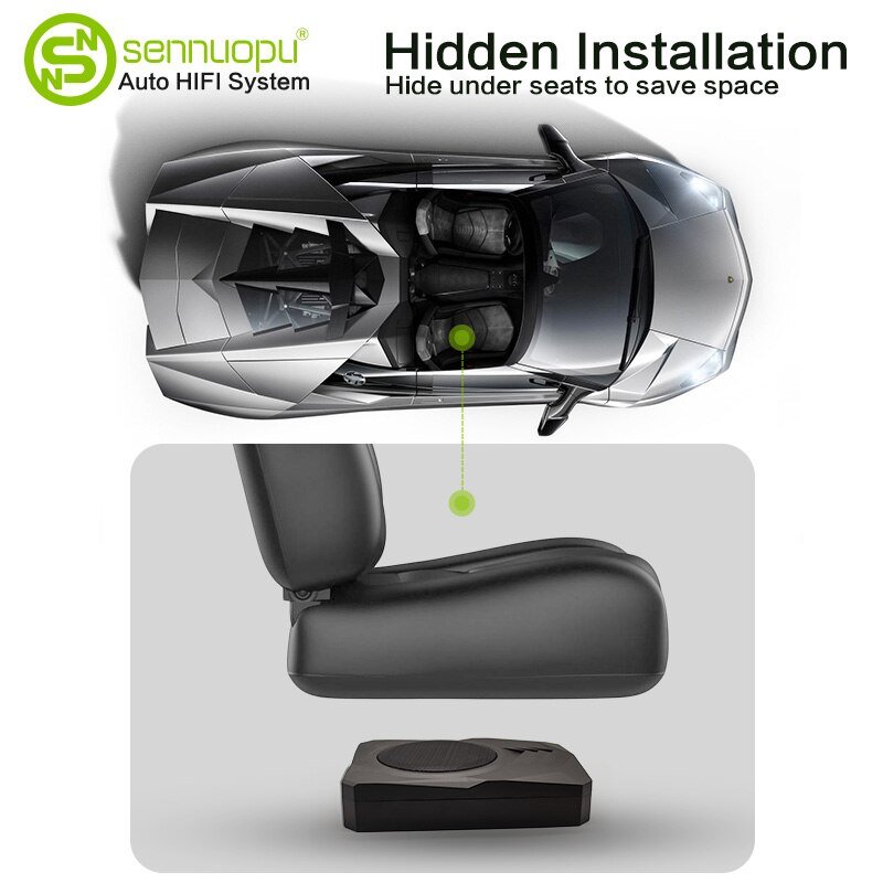 Sennuopu Car Active 8" Subwoofer Power Car Audio Under Seat Subwoofer