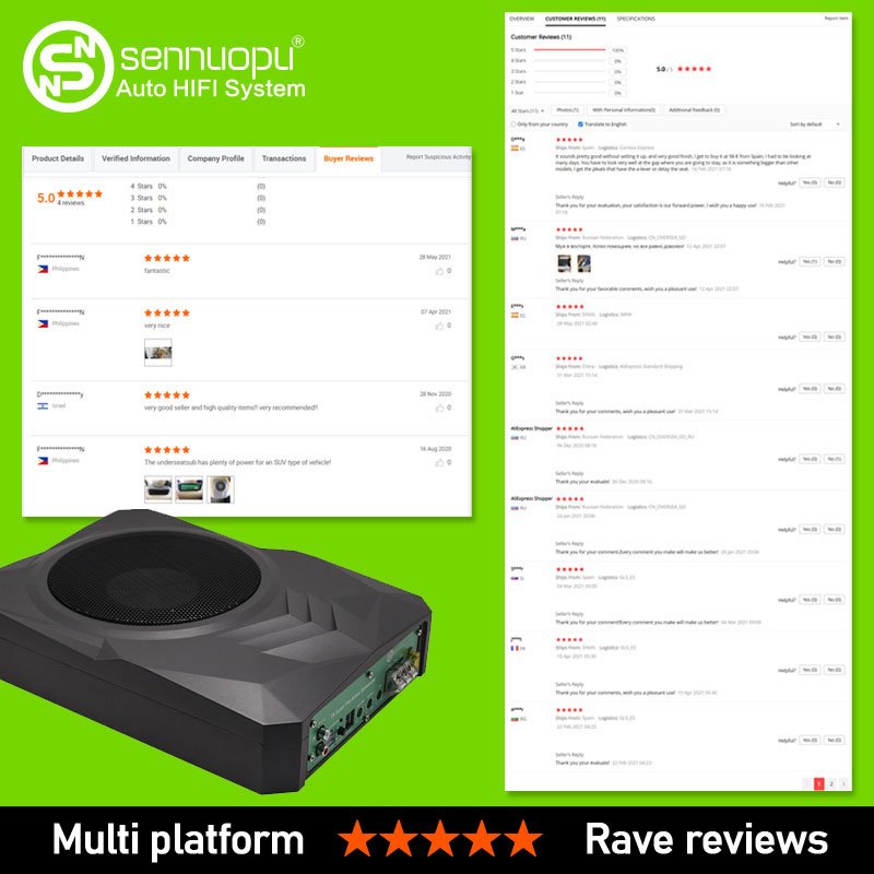 Sennuopu Car Active 8" Subwoofer Power Car Audio Under Seat Subwoofer