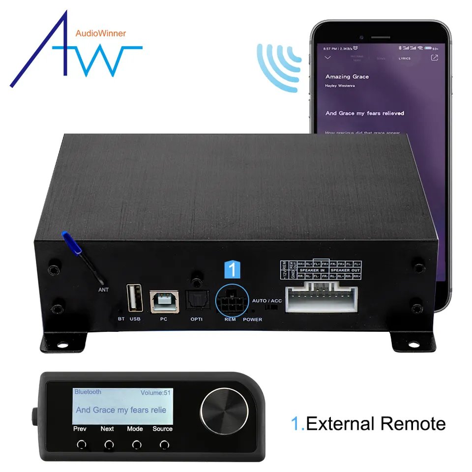 AudioWinner E46.4A Korean Board Mini Amp Sound System 4 Channel Digital Class ab Dsp Car Amplifier Android